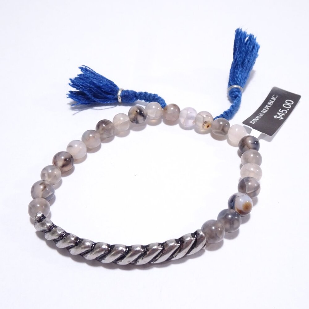 NWT Banana Republic Silver Twisted Tassel Bracelet BLUE NWT 45.00 - Picture 2 of 6